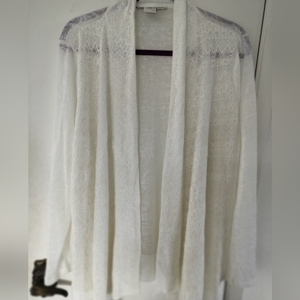 American Rag Cie 1x Open Front Semi Sheer Lace Overlay Kimono Blazer Cardigan